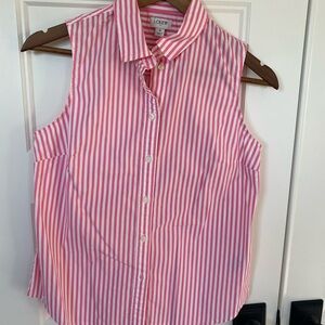 J. Crew Pink and White Striped Button Down Shirt
